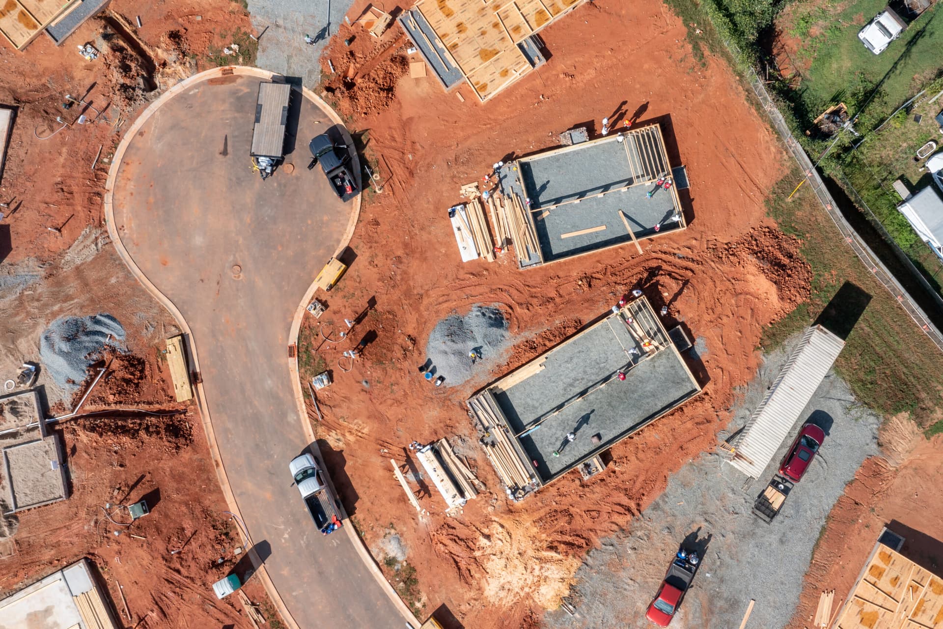 Meadows at Plato Price neighborhood drone photo - before build completion