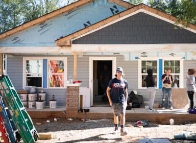 Habitat for Humanity volunteers at a build site