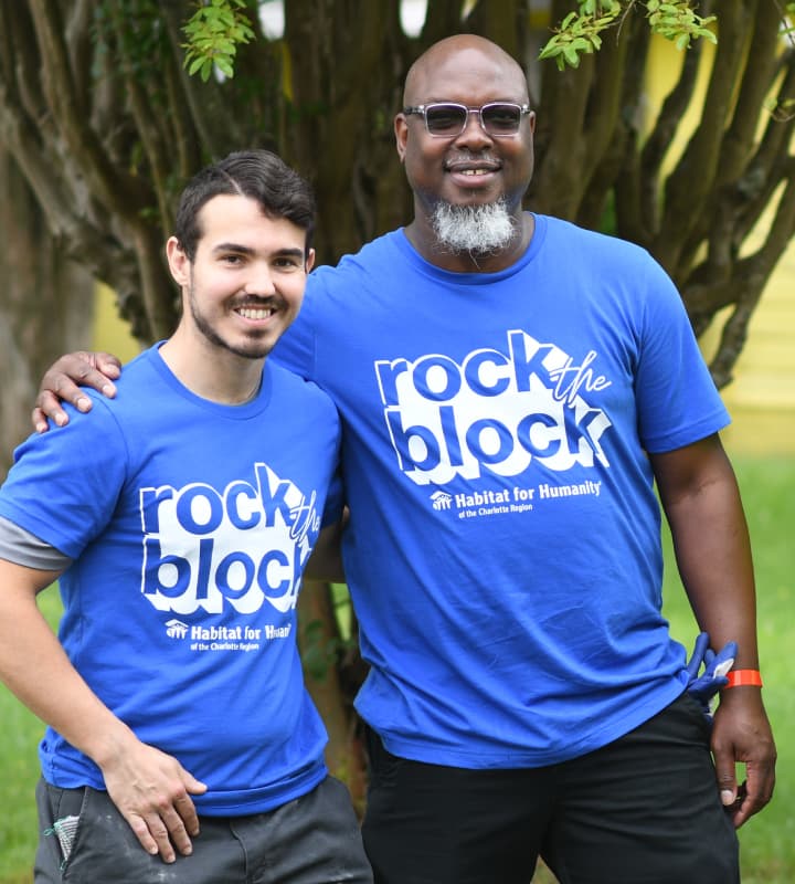Rock the block volunteers for habitat for humanity