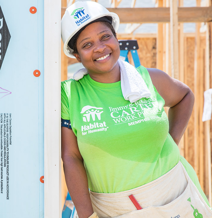 Habitat Homeowner-in-Process on construction site