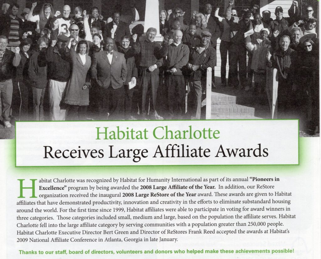 Habitat Charlotte is Recognized by Habitat International